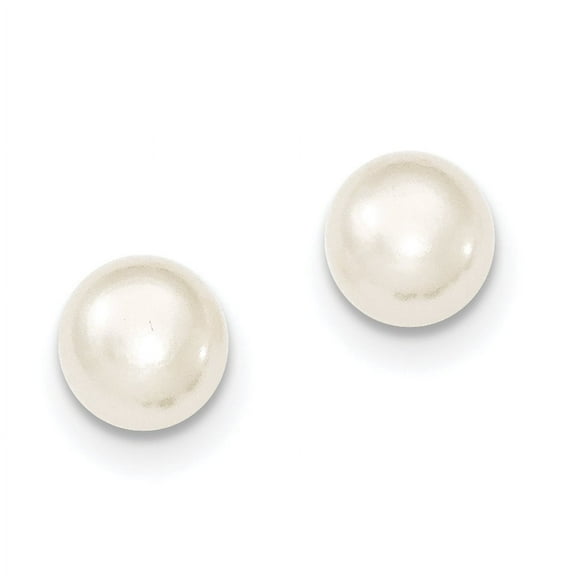 Primal Silver Sterling Silver Rhodium-plated 8-9mm White Freshwater Cultured Button Pearl Stud Earrings