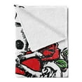 thumbnail image 2 of Rose Soft Flannel Fleece Throw Blanket, Sketchy Revival Skull Big Red Heart Crossed Bones Wings and Leaves, Cozy Plush for Indoor and Outdoor Use, 60" x 80", Black Vermilion Green, by Ambesonne, 2 of 5