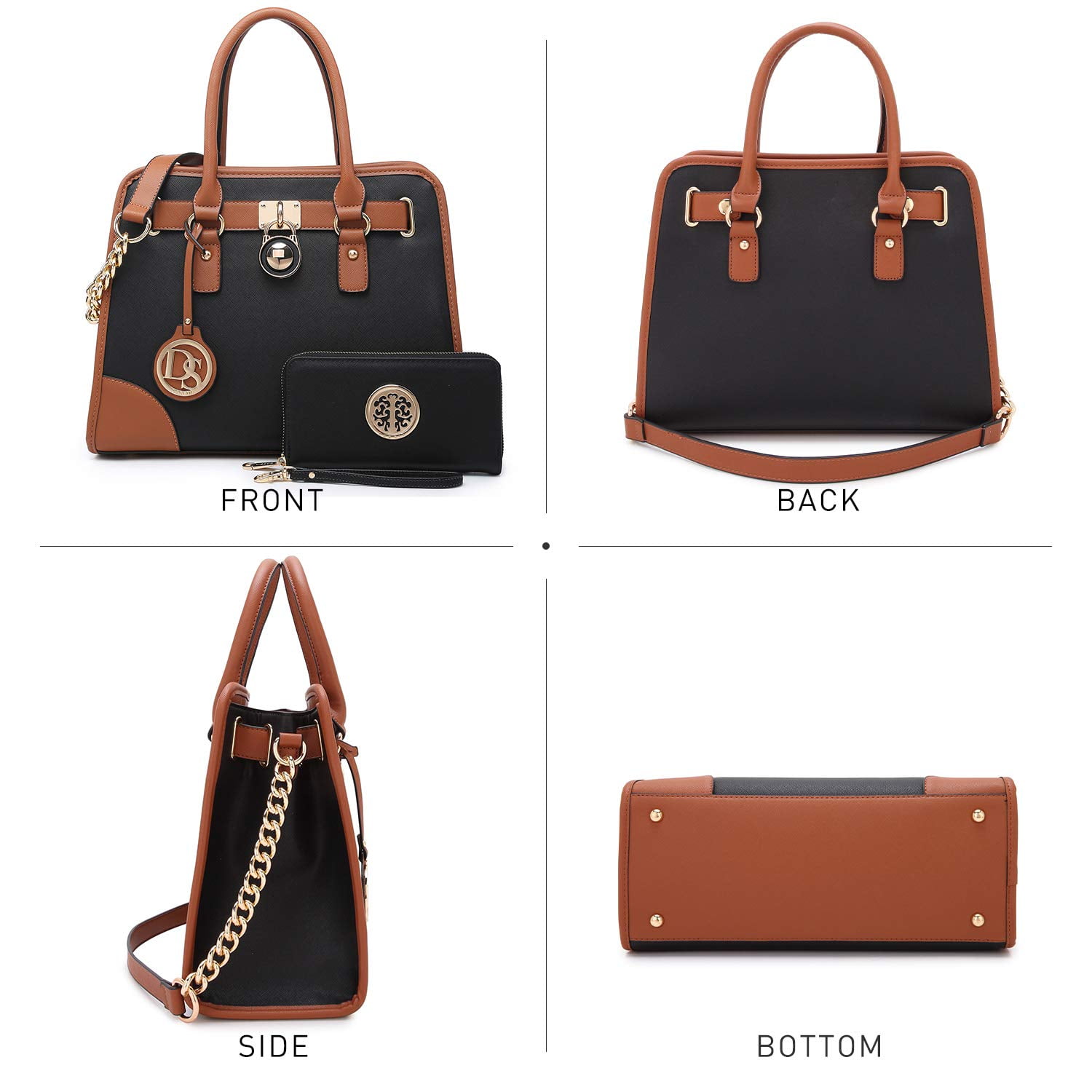 Dasein Women Handbags Top Handle Satchel Purse Shoulder Bag Briefcase Hobo Bag Set 2Pcs