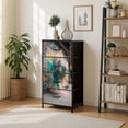 thumbnail image 7 of Dresser for Bedroom with 4 Storage Drawers Vibrant Graffiti Style Soccer Ball Burst Neon Paint Fragments Dressers Chest of Drawers Steel Framed Fabric Closet Organizers for Bedroom Dorm Playroom, 7 of 7