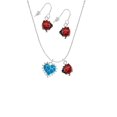 thumbnail image 2 of Delight Jewelry Silvertone Hot Blue Giraffe Print Heart Red Lucky Ladybug Necklace and Dangle Earrings Set, 2 of 6