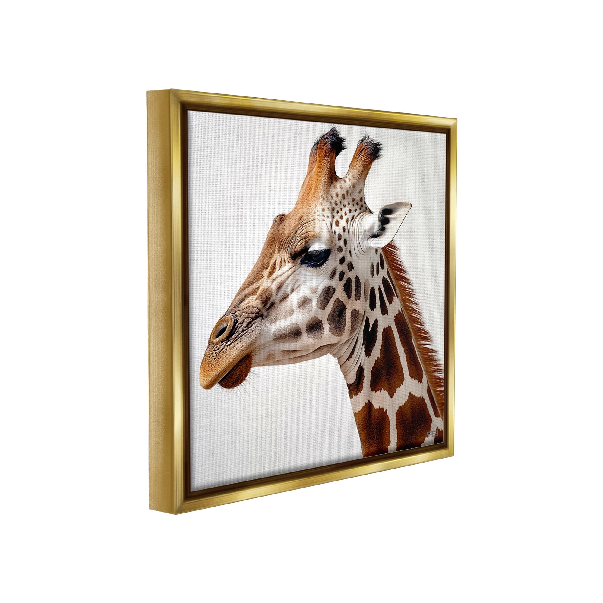 Stupell Industries Traditional Giraffe Portrait Animals & Insects Painting Gold Floater Framed Canvas Art Print Wall Art, 18 x 18
