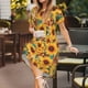 thumbnail image 3 of Easygdp Colorful Bohemian Sunflower para Vestido Transpirable de Mujer, Vestido Suelto de Manga Corta con Pliegues y Bolsillos para el Verano, 3 of 6