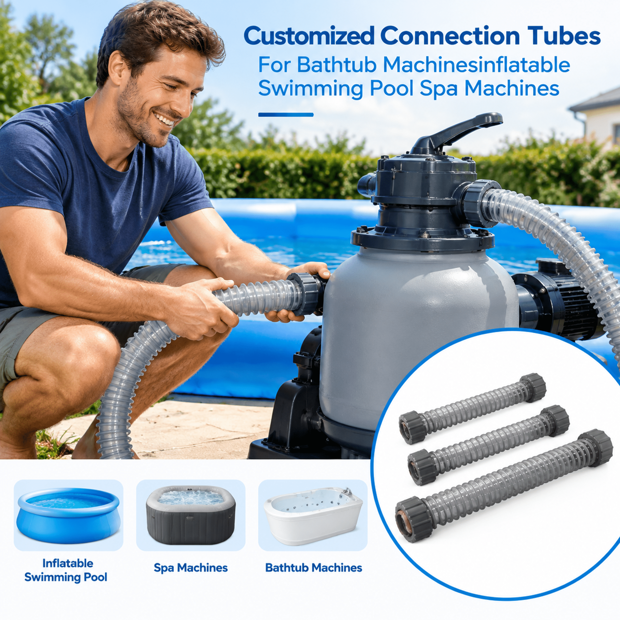 Customized Connection Tubes For Bathtub Machinesinflatable Swimming Pool Spa Machines