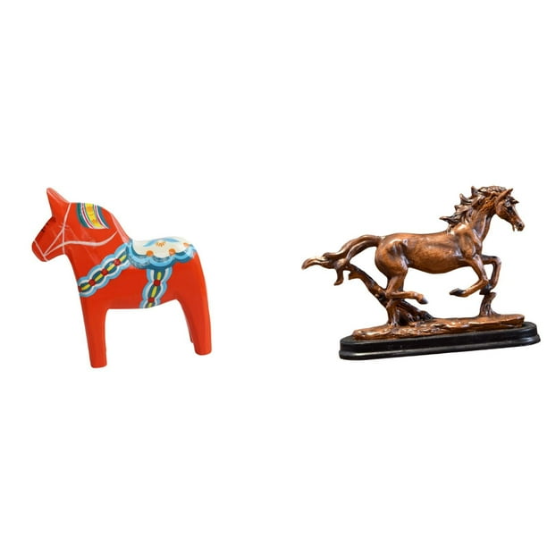 Figura decorativa de caballo de Dalecarlia, adorno coleccionable, estatua de animal para estantería, escritorio, entrada, vitrina, sala de estar, libr