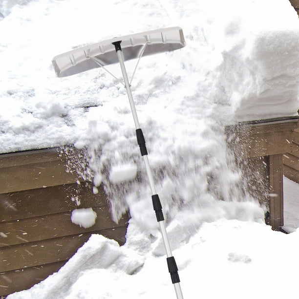 Râteau de toit à neige de longueur réglable de 20 pieds avec grande lame de  26 pouces, outil de déneigement à poignée antidérapante pour les toits  longs ou à faible pente 