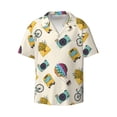 thumbnail image 2 of Lsque Travel Elements print Men's Cuban Collar Short Sleeve Shirt Summer Beachwear Casual Button Down Fashionable Vacation Leisure Shirt-Large, 2 of 7