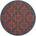 thumbnail image 3 of Unique Loom Outdoor Trellis Collection Area Rug - Tiles (3' 1" Round Blue and Red), 3 of 8