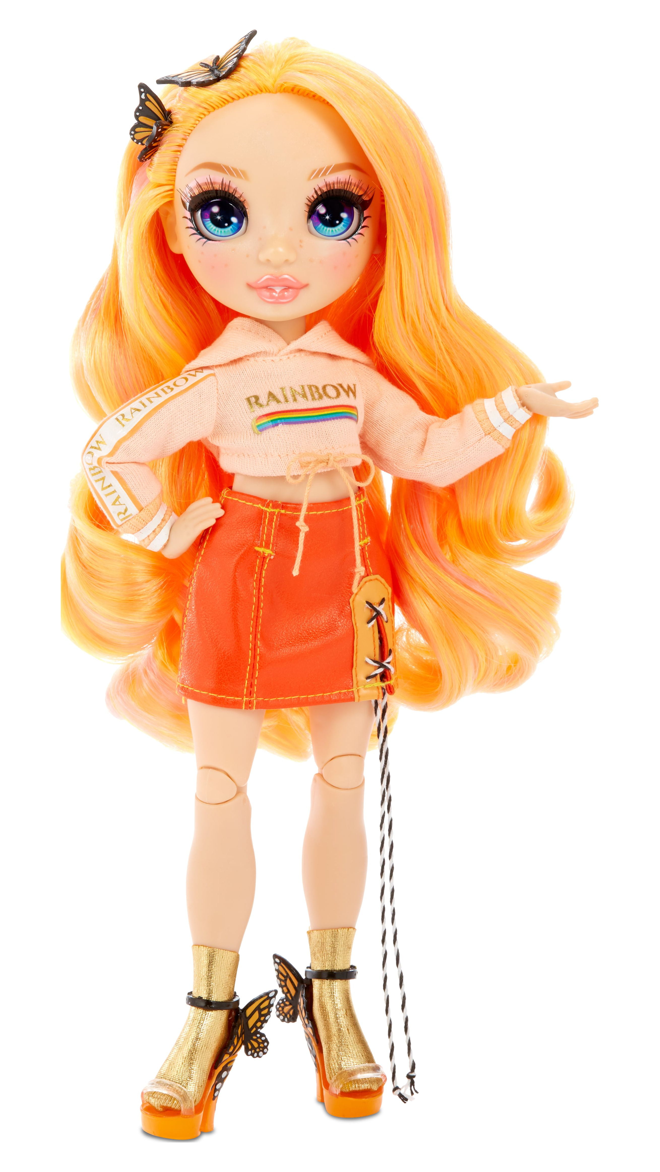 Rainbow High Cheer Poppy Rowan - Poupée-mannequin orange avec pompons