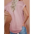 thumbnail image 3 of Camisa casual con botones para mujer, blusa de solapa con cuello en V de manga corta de verano, Top de moda de estilo básico, 3 of 5