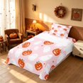 thumbnail image 3 of Homewish Ghost Pumpkin Twin Sheets for Girls, Happy Halloween Themed Bedding, Pink Orange White, 3pcs (1 Flat Sheet, 1 Fitted Sheet and 1 Pillowcase), 3 of 6