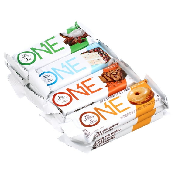 ONE Protein Bars, Best Sellers Variety Pack, Gluten Free 20g Protein and only 1g Sugar, Birthday Cake, Almond Bliss, Maple Glazed Doughnut & Peanut Butter Pie, 2.12 oz (12 Pack)