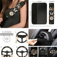 thumbnail image 4 of Jeiento Butterfly Car Seat Cover Full Set - Flower Front and Back Seats, Floor Mats, Steering Wheel, Armrest, Seatbelt Strap - Black 17 Pack Auto Interior Accessories, 4 of 8