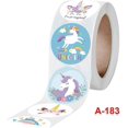 thumbnail image 5 of 1000 pegatinas de unicornio - Rollos redondos de 2,5 cm con unicornios arcoíris, 2 rollos de 500 pegatinas cada uno, a granel, para niñas y niños, fiesta de cumpleaños con temática de unicornio, 5 of 5