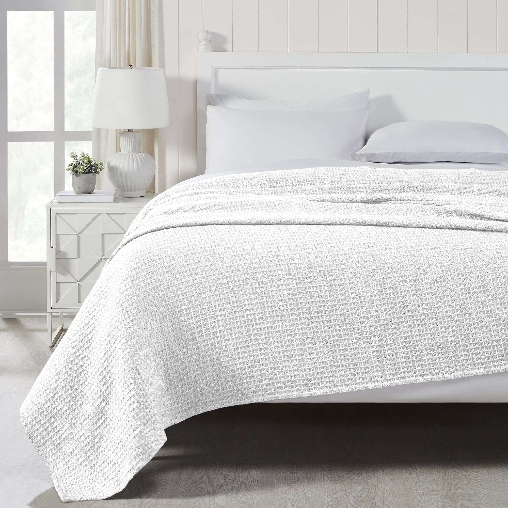 Modern Threads Thermal Waffle Weave White Cotton Bed Blanket, King