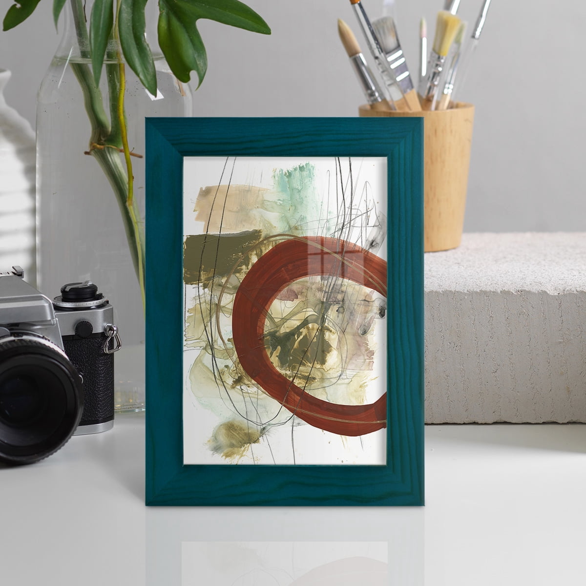 Rusted Loops II - Framed Print w/glass - Ocean Blue