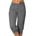 thumbnail image 2 of Stamzod Yoga Capris with Pockets for Women Summer Solid Color Stretch Waist Cropped Pants Casual Loose Workout Sports Plus Size Pants Dark Gray S, 2 of 7