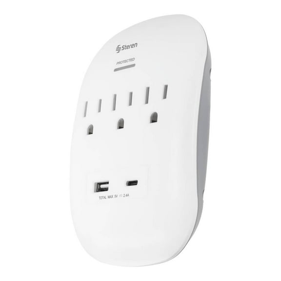 Multicontacto Steren Modelo WMS-1201, color blanco