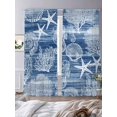 thumbnail image 2 of Navy Blue Coastal Sheer Curtains 108 Inch Length 2 Panels Set, Nautical Coral Starfish Shell Seahorse Ocean Voile Window Treatment Semi Sheer Long Curtains for Bedroom/Living Room/Kitchen 52"x108"x2, 2 of 7