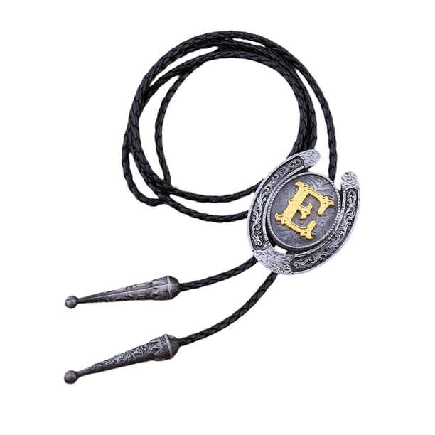 Chic Cowboy Bolo Tie, Letter Pendant, Creative Vestuario Accesorio decorativa para sudaderas con capucha Vestidos Festival Chaqueta , mi Letra E Fernando Corbata de vaquero