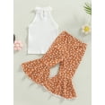 thumbnail image 4 of Arvbitana Toddler Girl Flared Pants Outfits Sleeveless Shirts Cow Print Floral Bell Bottom Set 2Pcs, 4 of 9
