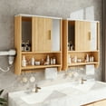 thumbnail image 2 of Bathroom Mirror Cabinet Wall Medicine Cabinet with Towel Bar/ Hairdryer Holder/ 5 Hooks Over The Toilet Storage Cabinet for Bathroom Kitchen Laundry Room, 2 of 11