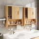 thumbnail image 2 of Bathroom Mirror Cabinet Wall Medicine Cabinet with Towel Bar/ Hairdryer Holder/ 5 Hooks Over The Toilet Storage Cabinet for Bathroom Kitchen Laundry Room, 2 of 11