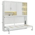 thumbnail image 4 of MODERNLUXE Twin Size Murphy Bed with Top Cabinets, Foldable Wall Bed Frame with Light, Storage Shelves and Charging Station for Small Space,White, 4 of 10