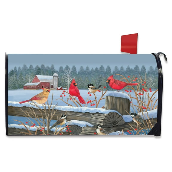 Briarwood Lane Birds of Winter Cardinals Mailbox Cover