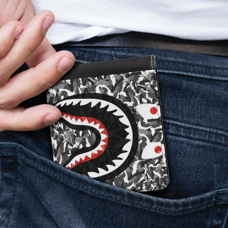 BAPE Camo Shark Leather Wallet Slim Card Wallet Bifold RFID BAPE Camo Shark Leather Wallet Slim Card Wallet Bifold RFID