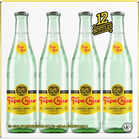 Topo Chico Sparkling Mineral Water, 12 fl oz, 12 Pack Glass Bottles