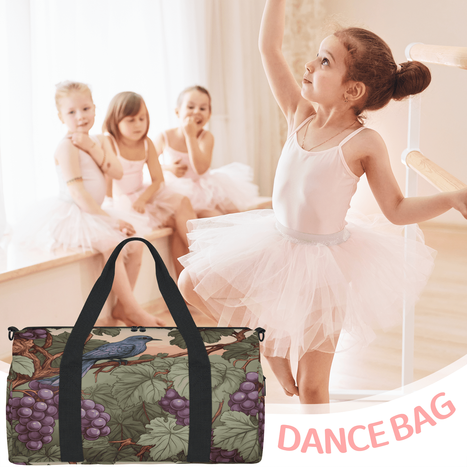 Herdesigns Vintage Bird Travel Duffle Bag Sports Yoga Weekender Overnight Carry on Workout Bags Lightweight Waterproof Gym Tote Bag for Women
