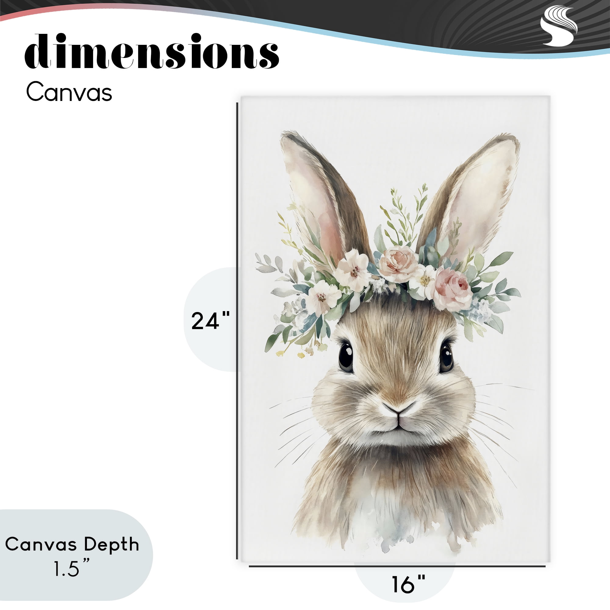 Stupell Industries Flower Adorned Baby Rabbit Canvas Wall Art, design by Creative Studio