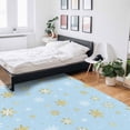 thumbnail image 5 of Christmas Gold Area Rug 2x3ft and White Snowflake Light Blue Non-Slip Washable Square Rugs Soft Felt Indoor Floor Mat for Bedroom Kitchen Living Room Bathroom, 5 of 8