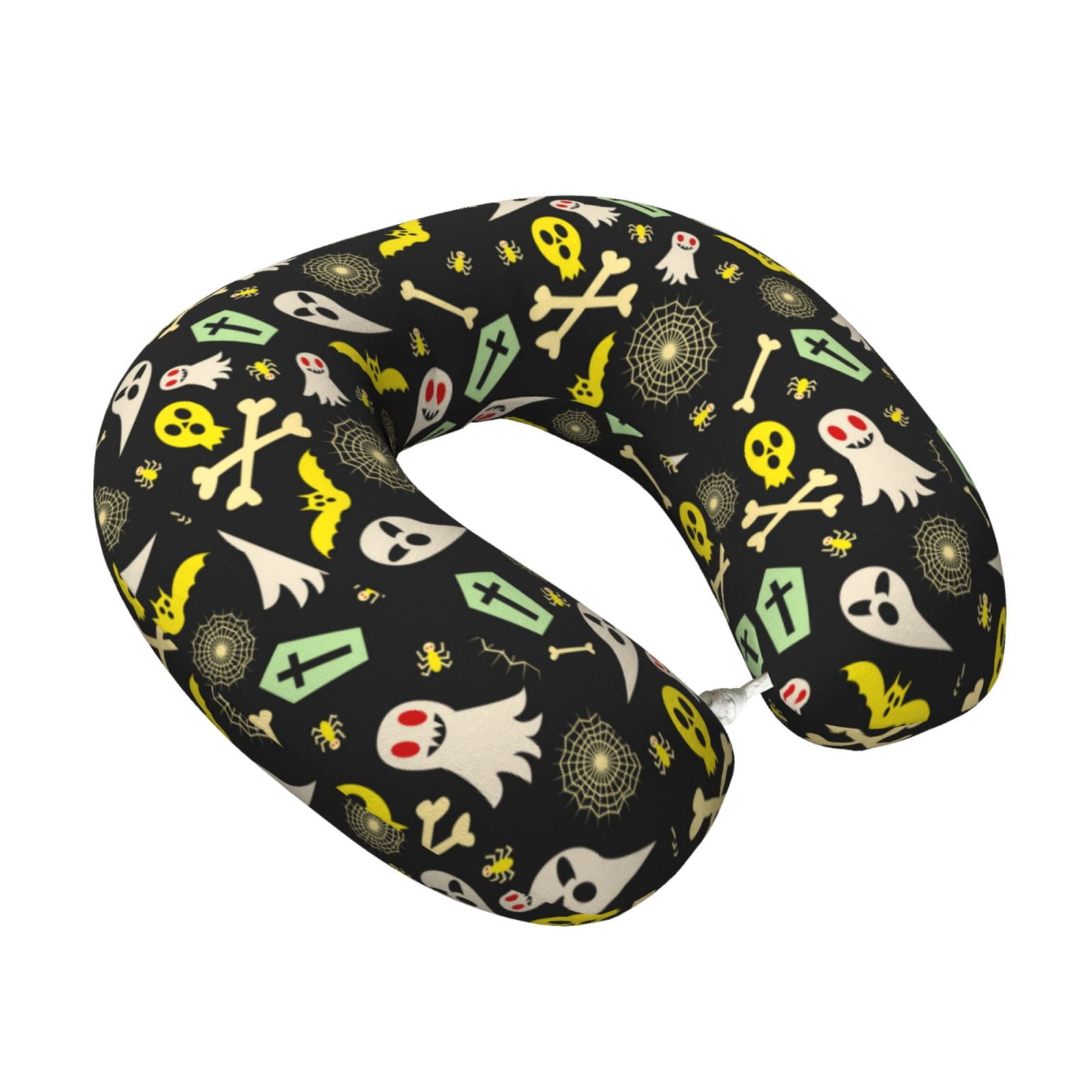 Xecao cartoon Skull spider web Print Memory Foam Cervical Neck Pillow Versatile U-Shaped Pillows for Home,Office,Camping,Travelling,Soft Washable Cover