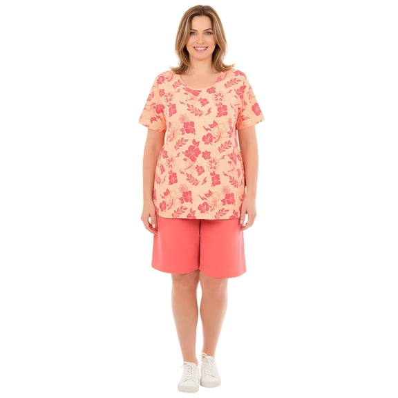 Woman Within Plus Size 2-Piece Knit Tee And Short Set