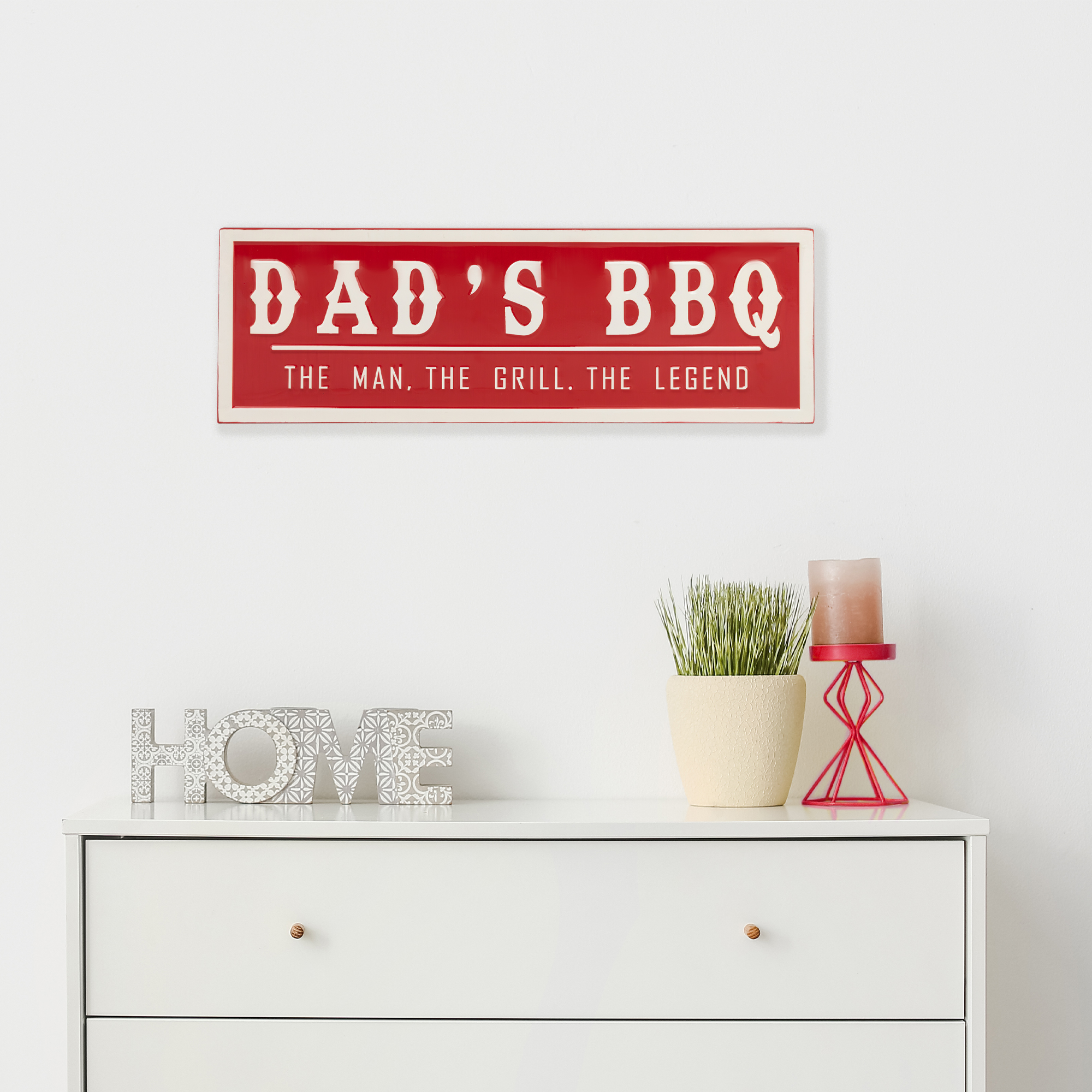 Dad's BBQ Metal Wall Sign - 23" - Red