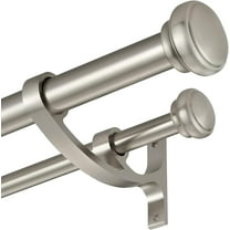 Modern Double Curtain Rods, Matte Nickel Curtain Rod 36-72 Inch Length Drapery Rods with Simple Decorative End Caps 1 Inch Front and 5/8 Inch Diameter Back Dual Curtain Rod Telescoping Window Rods