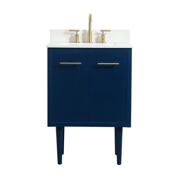 Elegant Decor Cyrus 24" MDF Single Bathroom Vanity with Backsplash in Blue