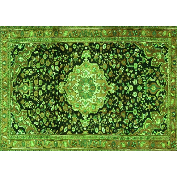 Ahgly Company Indoor Rectangle Medallion Green Traditional Area Rugs, 8' x 12'