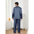 thumbnail image 3 of U2SKIIN Mens Silk Pajamas Set, Long Sleeve Satin Pajamas for Men Sleepwear Button Down Pjs Set Two-piece（Blue Grey, Large）, 3 of 4