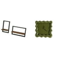 thumbnail image 1 of Estantes flotantes de madera de estilo rústico moderno y reloj de pared cuadrado para cocina, oficina, comedor, baño, estudio o ., 1 of 8