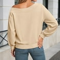 thumbnail image 5 of UJNDER Women's Off Shoulder Crewneck Sweatshirt Long Sleeve Casual Loose Fit Comfortable Beige XXL, 5 of 9