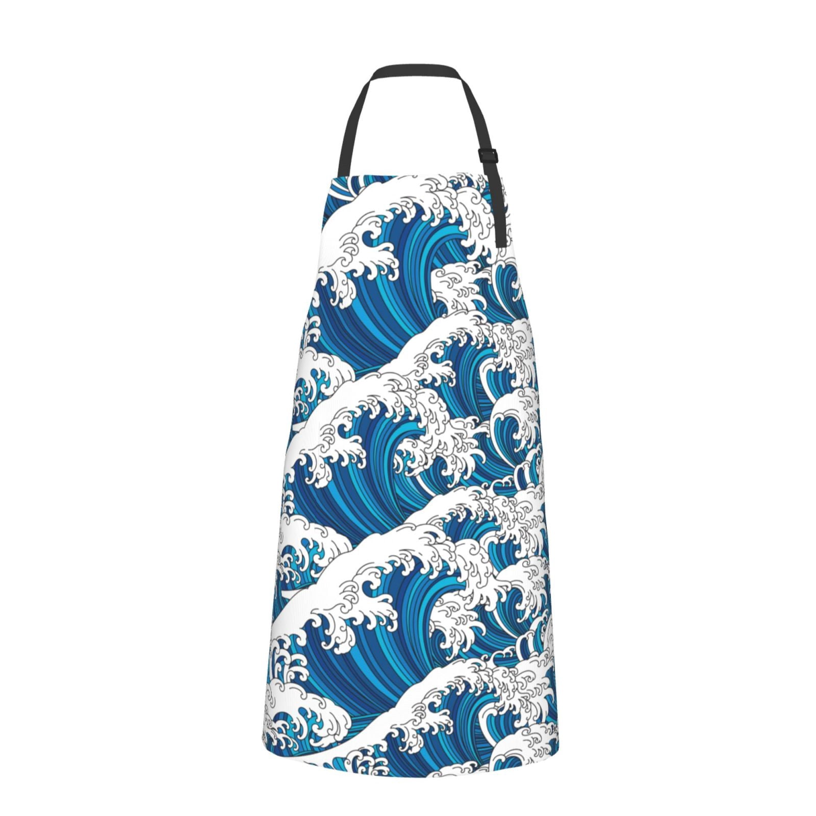 XMXT 1 Pcs Waterproof Kitchen Cooking Apron, Japanese Wave Print