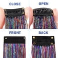 thumbnail image 3 of Zhuge piezas/set de extensiones de cabello con purpurina y oropel para resaltar, extensiones de cabello brillantes y de colores para fiestas, postizos con mechas multicolores, azul lago, 3 of 3