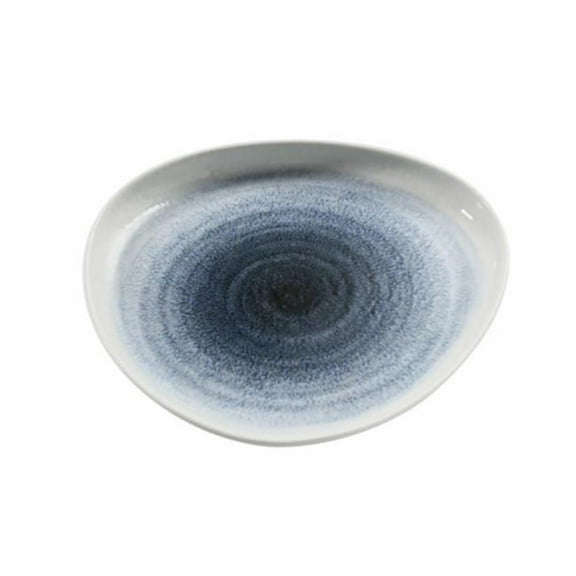 Yanco UN-309 Universe Chinaware 9 x 8.50 x 1.25 in. Triangle Plate - White & Blue