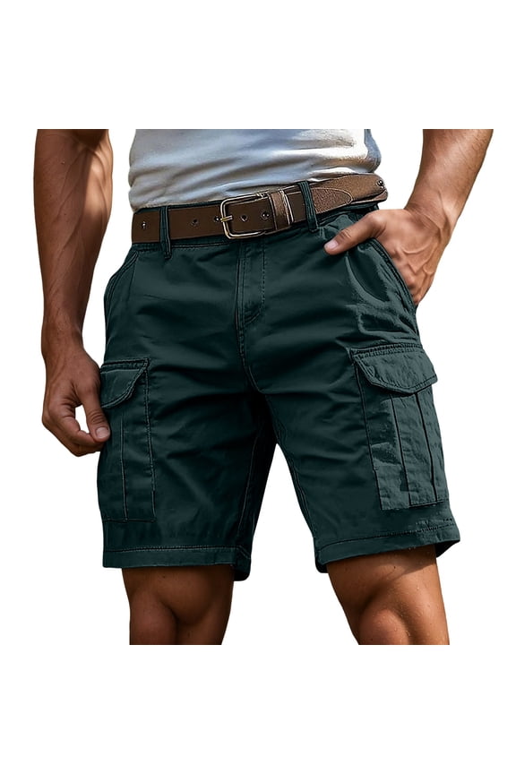 Mens Cargo Shorts Bermuda Length Multi Pocket Jogger Fit Utility Outdoor Travel Walking Daily Wear Bronze Size XXL