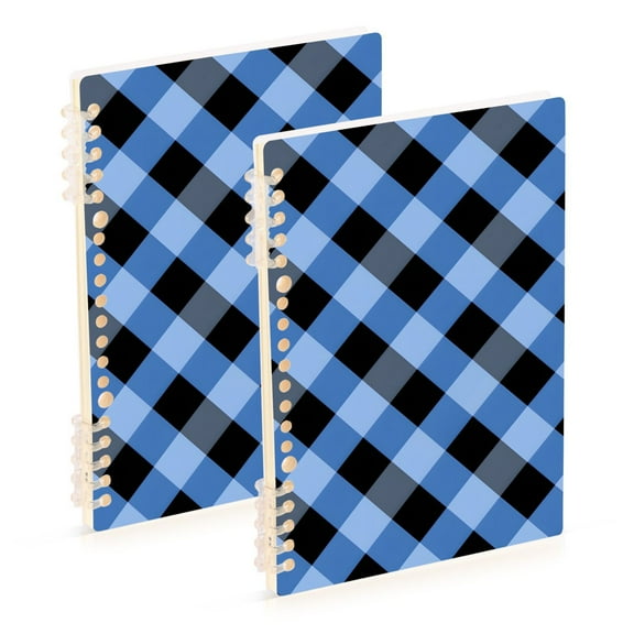 joogoo Spiral Journal Notebook Blue Grid Checkered Pattern College Ruled Notebooks 8.3" x 5.7" 2 PCs