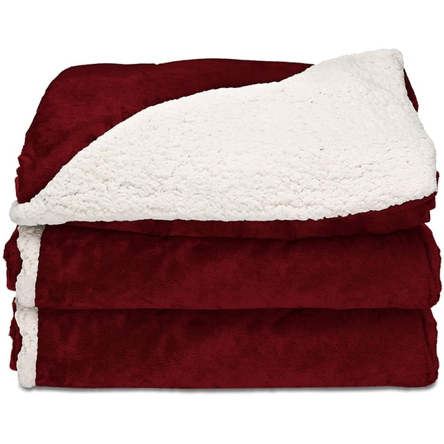 Couverture Chauffante / Réversible Sherpa/Royal Mink, 3 Réglages de Chaleur, Grenat - TRT8WR-R310-25A00