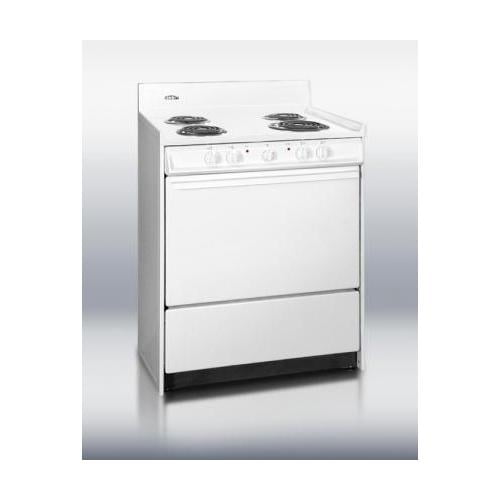 Summit WEM210 30''W 4Burner Electric Coil Top Range White/White